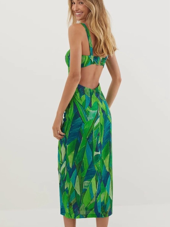 Vix Paula Hermanny Dresses & Skirts - Vix Mira Midi Dress in Tropical Leaf-Print